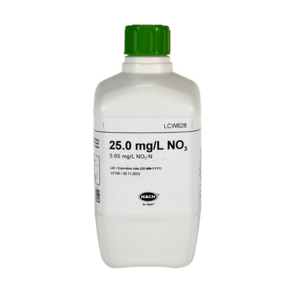질산염 표준, 25 mg/L NO₃(5.65 mg/L NO₃-N), 500 mL