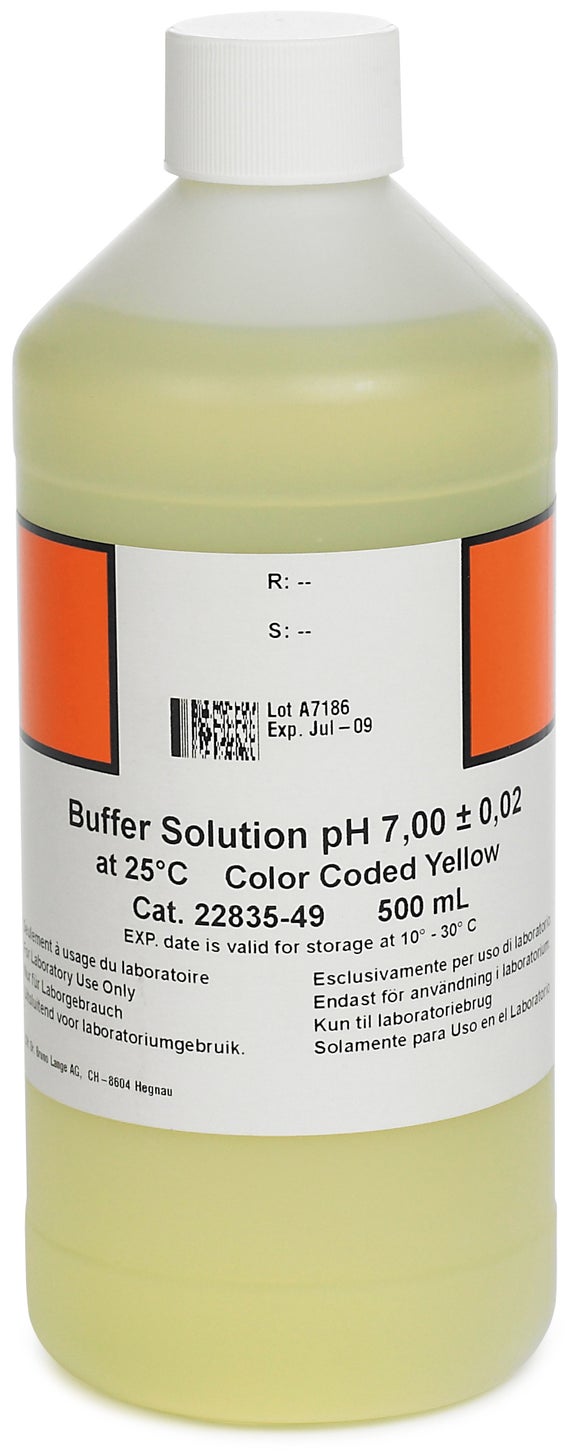 버퍼 용액, pH 7.00, 코딩된 색상: 노란색, 500mL