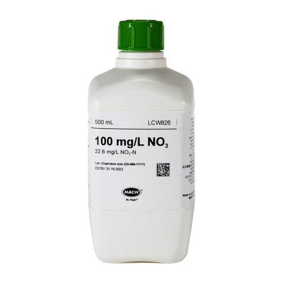 질산염 표준, 100 mg/L NO₃(22.6 mg/L NO₃-N), 500 mL