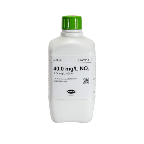 질산염 표준, 40 mg/L NO₃(9.04 mg/L NO₃-N), 500 mL
