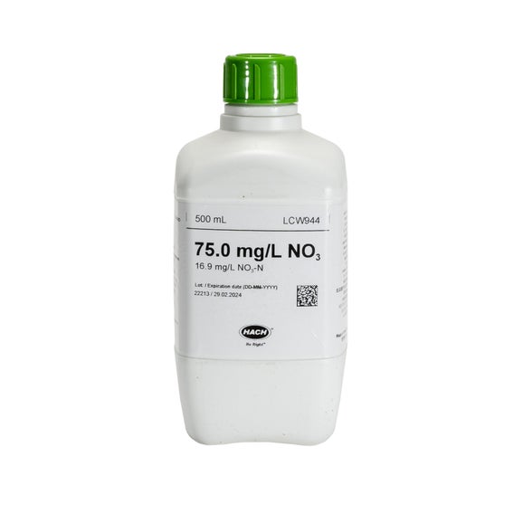 질산염 표준, 75 mg/L NO₃(16.9 mg/L NO₃-N), 500 mL